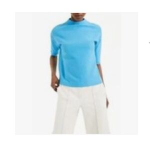 Alfani Women’s Turquoise Metallic Short-Sleeve Pullover